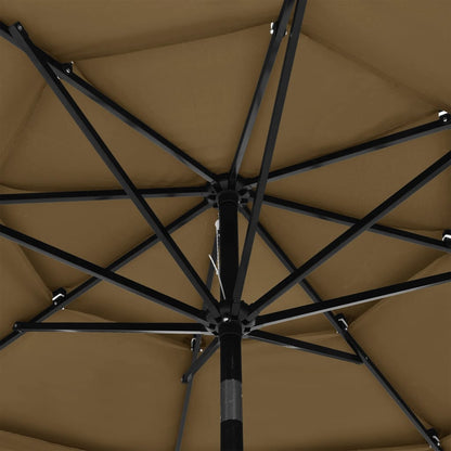 vidaXL Parasol | Taupe | Polyester | 3m Diameter | Foldable | Parasol | Round