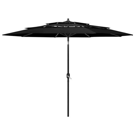 vidaXL Parasol | Black | Polyester, powder-coated aluminium | 3 m canopy