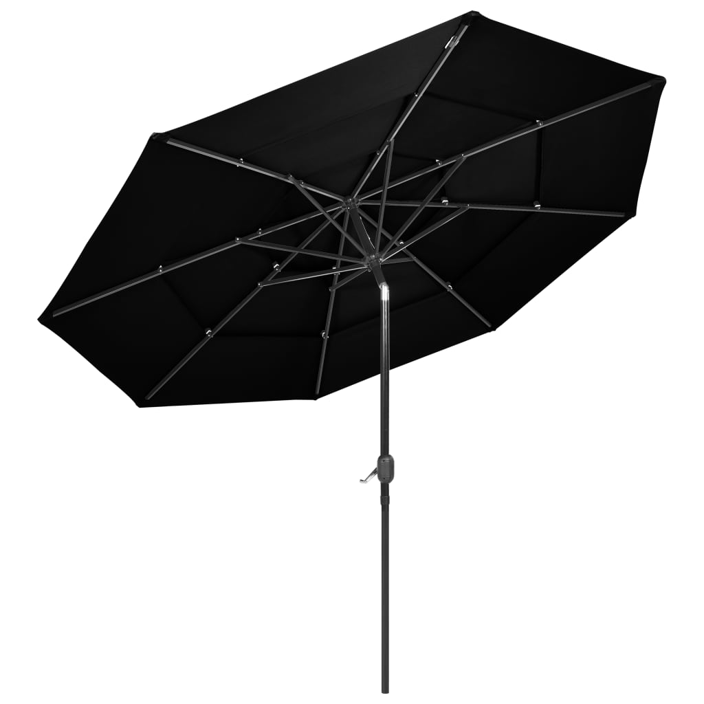 vidaXL Parasol | Black | Polyester, powder-coated aluminium | 3 m canopy