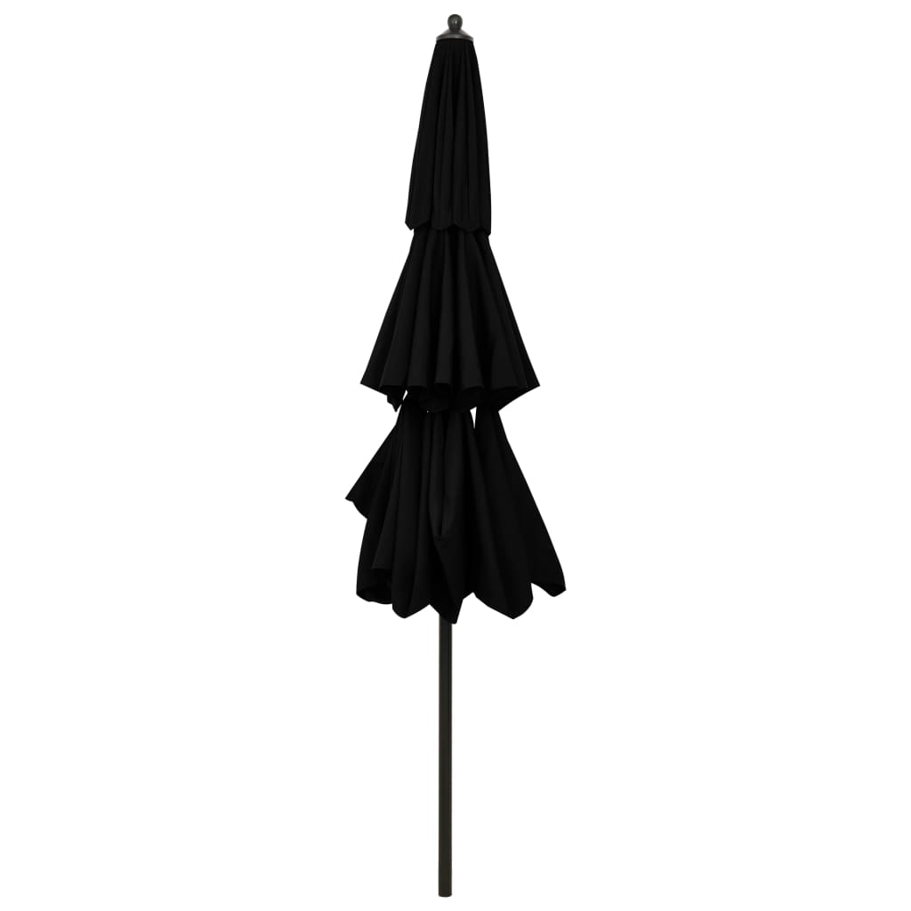 vidaXL Parasol | Black | Polyester, powder-coated aluminium | 3 m canopy
