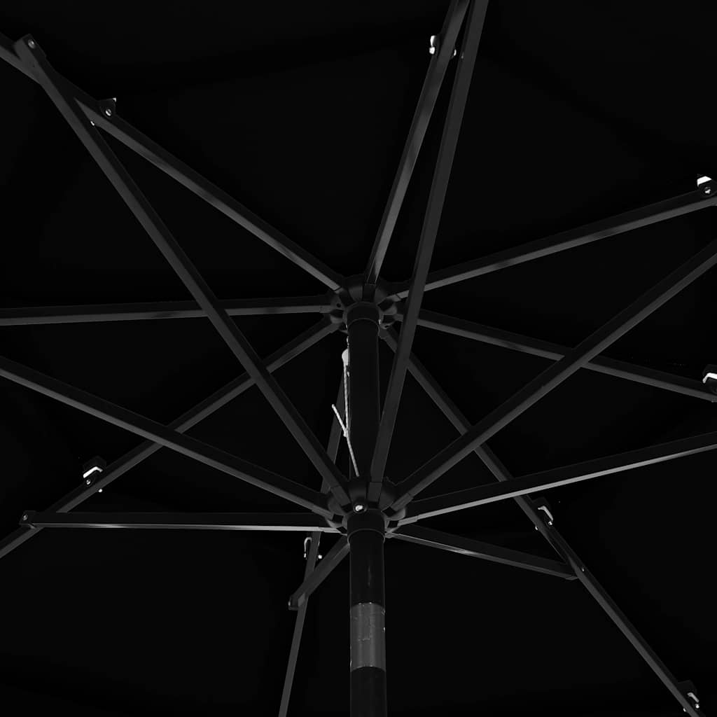 vidaXL 3-Tier Garden Parasol with Aluminium Pole Black 3 m