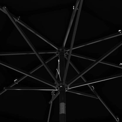 vidaXL 3-Tier Garden Parasol with Aluminium Pole Black 3 m