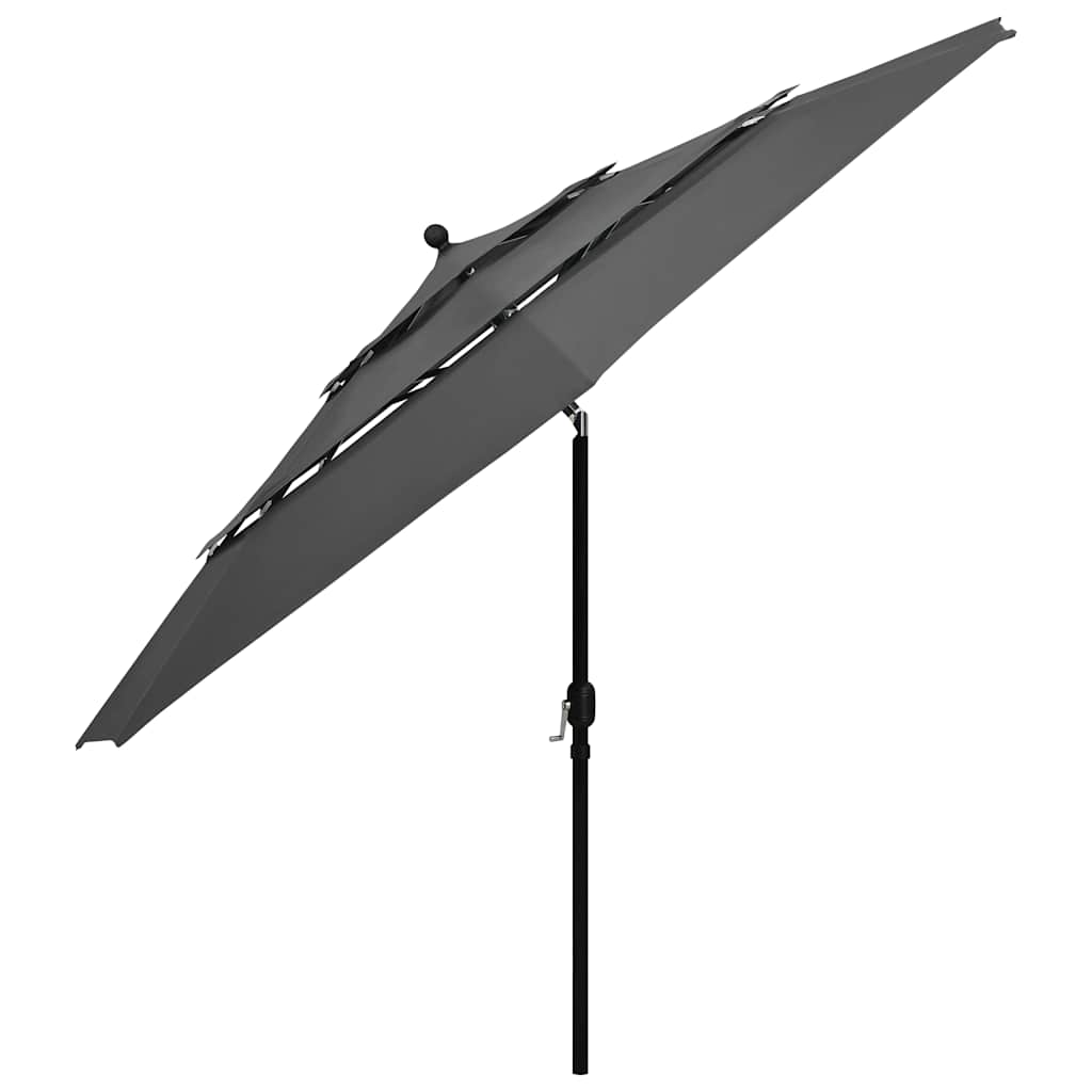 313878 vidaXL 3-Tier Garden Parasol with Aluminium Pole Anthracite 3,5 m