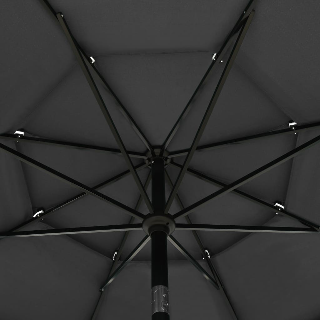vidaXL 3-Tier Garden Parasol with Aluminium Pole Anthracite 3.5 m