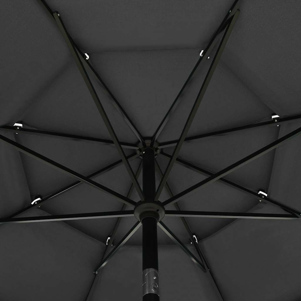 313878 vidaXL 3-Tier Garden Parasol with Aluminium Pole Anthracite 3,5 m