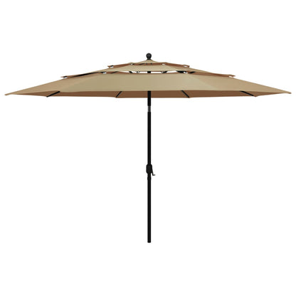 vidaXL Parasol | Taupe | Polyester, Powder-Coated Aluminium | 3.5 m Canopy