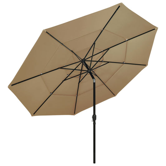 vidaXL Parasol | Taupe | Polyester, Powder-Coated Aluminium | 3.5 m Canopy