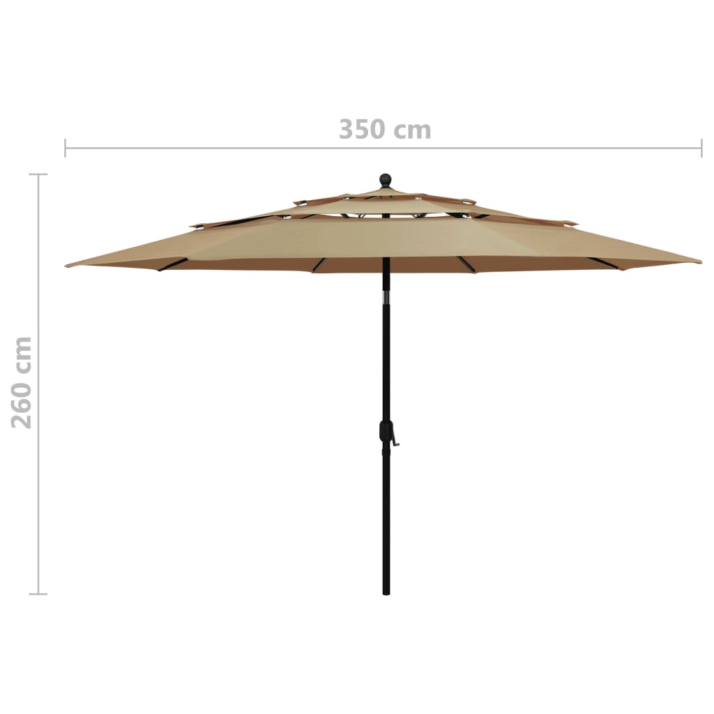 vidaXL Parasol | Taupe | Polyester, Powder-Coated Aluminium | 3.5 m Canopy