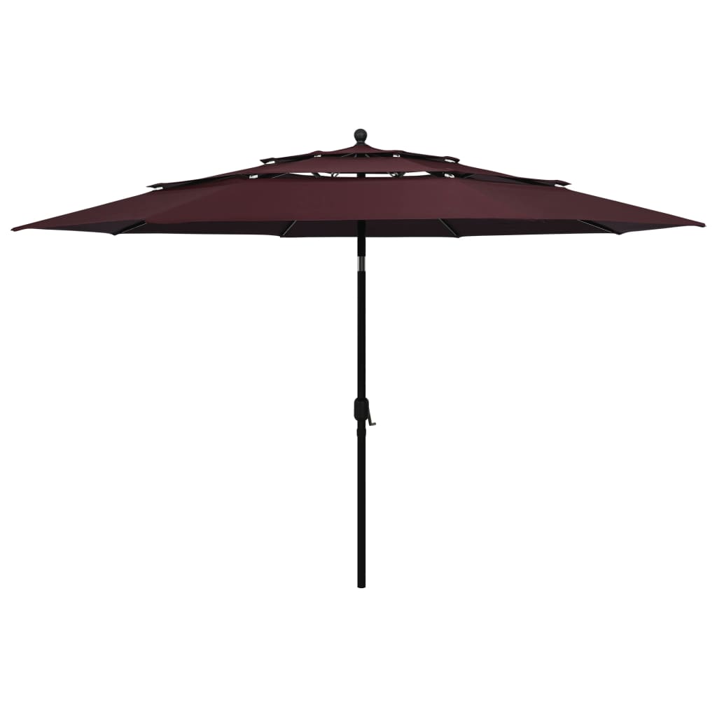 vidaXL 3-Tier Garden Parasol with Aluminium Pole Bordeaux Red 3.5 m