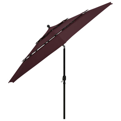 vidaXL 3-Tier Garden Parasol with Aluminium Pole Bordeaux Red 3.5 m