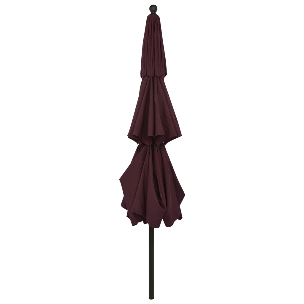 vidaXL 3-Tier Garden Parasol with Aluminium Pole Bordeaux Red 3.5 m