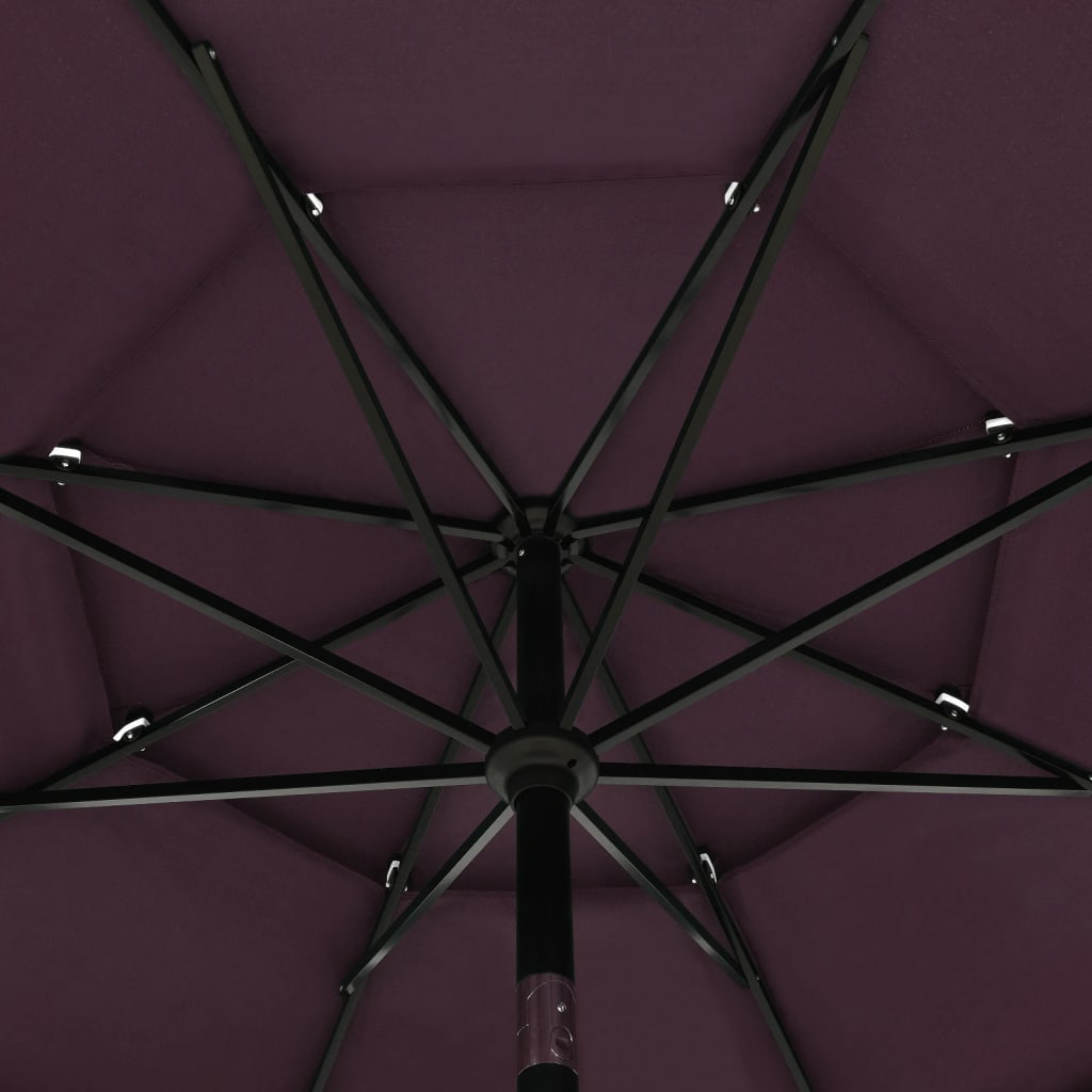 vidaXL 3-Tier Garden Parasol with Aluminium Pole Bordeaux Red 3.5 m