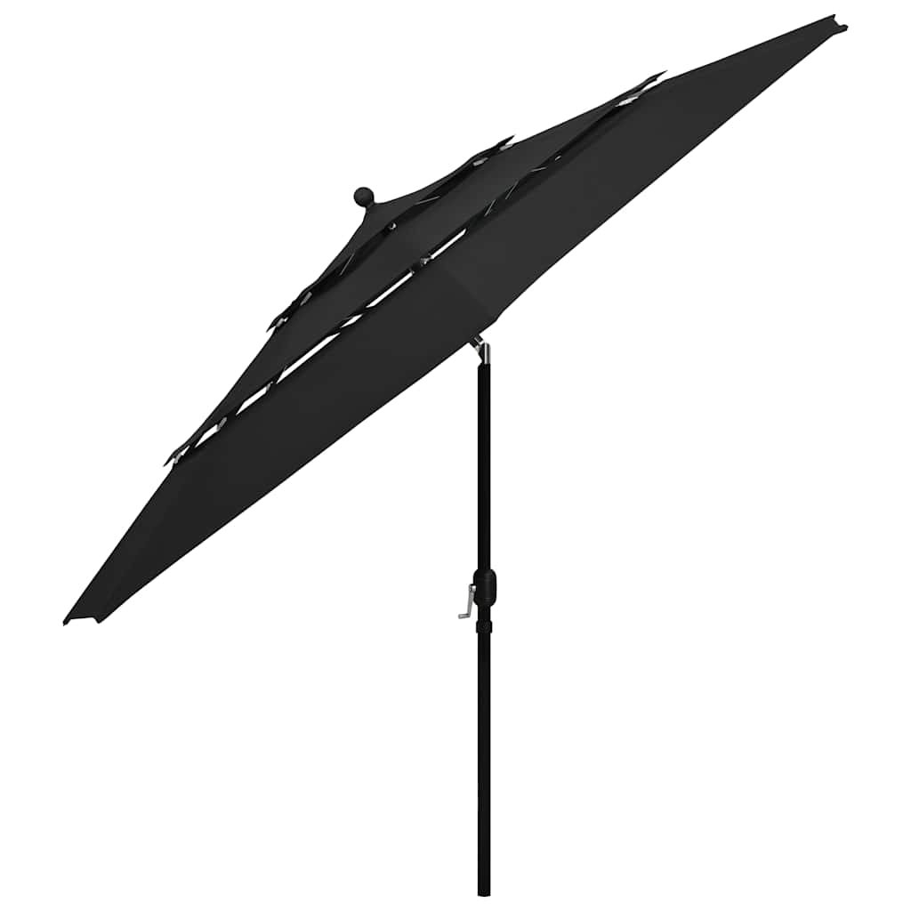 vidaXL 3-Tier Garden Parasol with Aluminium Pole Black 3.5 m