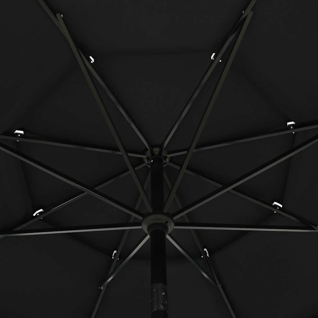 vidaXL 3-Tier Garden Parasol with Aluminium Pole Black 3.5 m