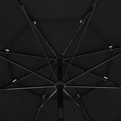 vidaXL 3-Tier Garden Parasol with Aluminium Pole Black 3.5 m