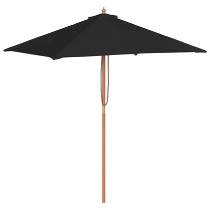 313884 vidaXL Garden Parasol with Wooden Pole Black 150x200 cm