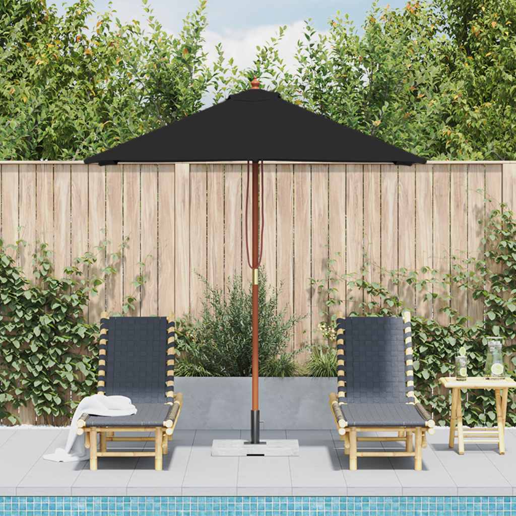vidaXL Garden Parasol | Black | Fabric, Laminated bamboo, Hardwood | Medium