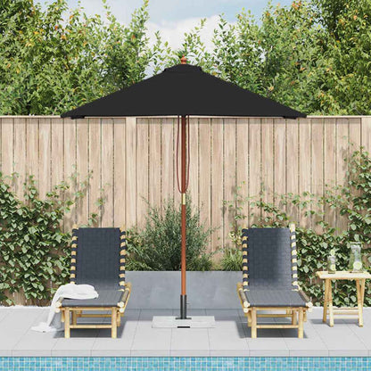 313884 vidaXL Garden Parasol with Wooden Pole Black 150x200 cm