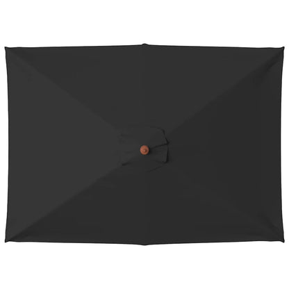 313884 vidaXL Garden Parasol with Wooden Pole Black 150x200 cm
