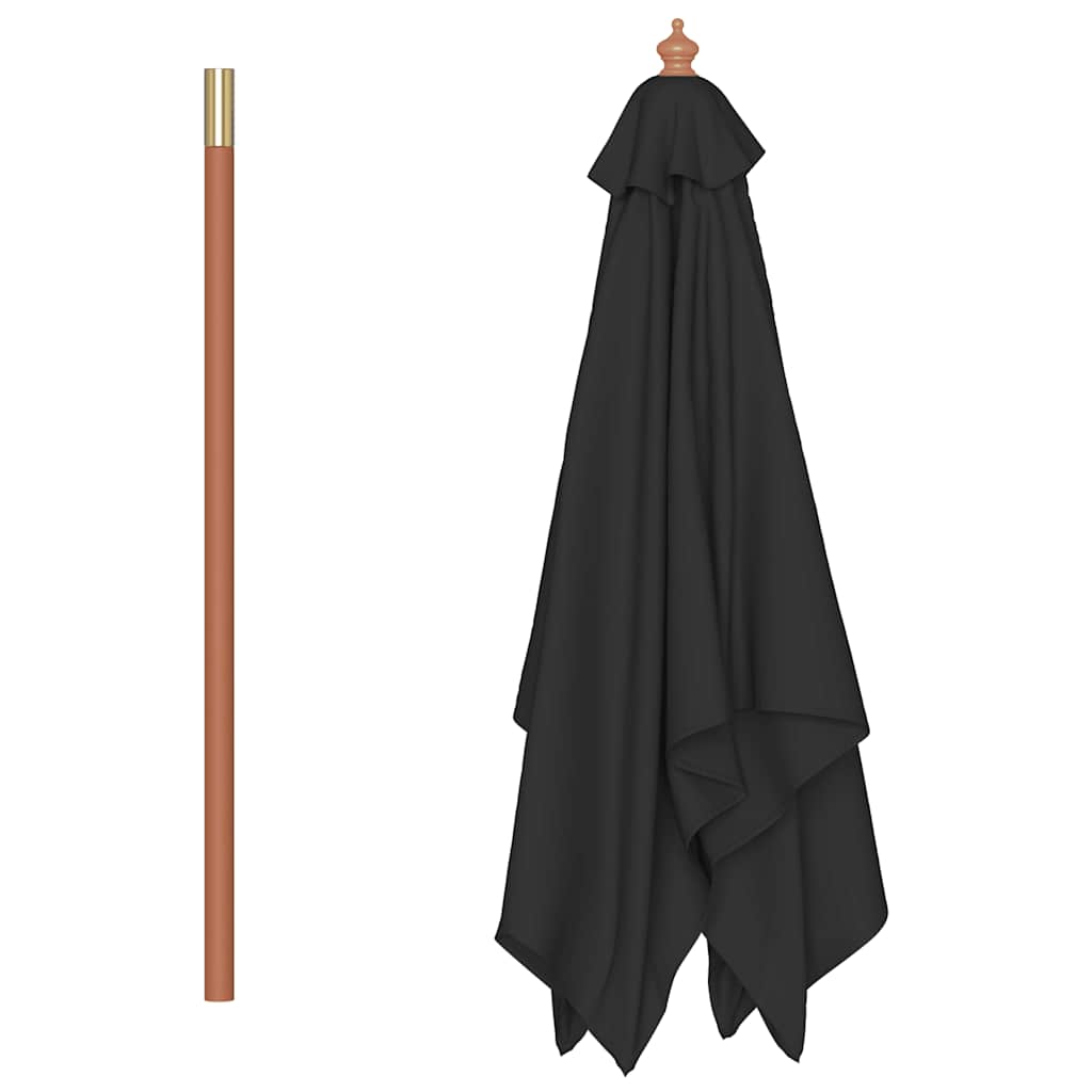 vidaXL Garden Parasol | Black | Fabric, Laminated bamboo, Hardwood | Medium