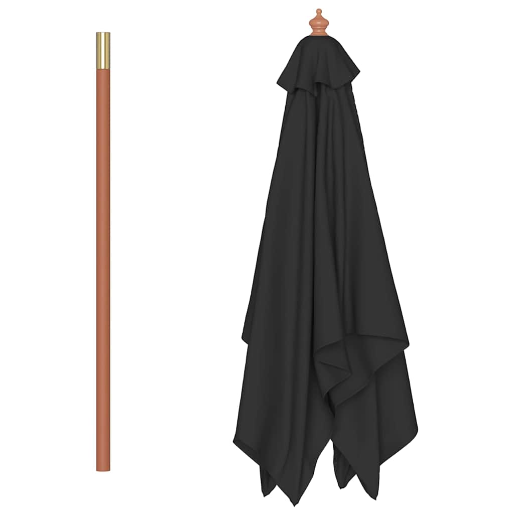 313884 vidaXL Garden Parasol with Wooden Pole Black 150x200 cm