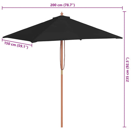 vidaXL Garden Parasol | Black | Fabric, Laminated bamboo, Hardwood | Medium