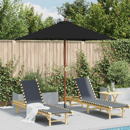 vidaXL Garden Parasol | Black | Fabric, Laminated bamboo, Hardwood | Medium