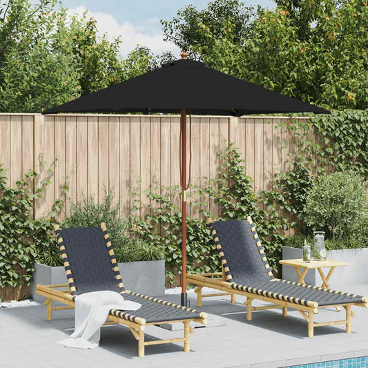 vidaXL Garden Parasol | Black | Fabric, Laminated bamboo, Hardwood | Medium