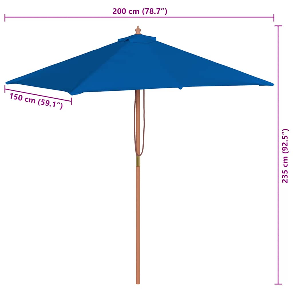vidaXL Garden Parasol | Blue | Fabric | 150x200 cm | Collapsible