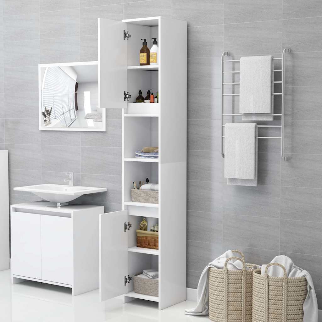 vidaXL 3 Piece Bathroom Furniture Set White Engineered Wood