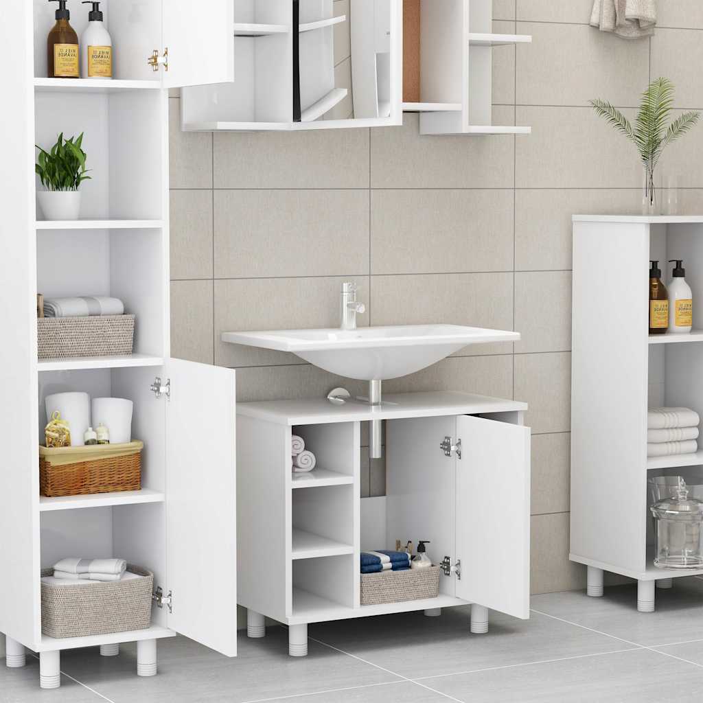 vidaXL 3 Piece Bathroom Furniture Set White Engineered Wood
