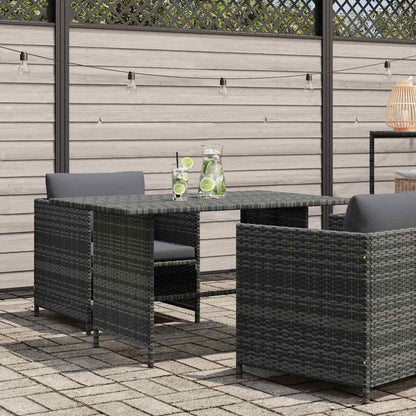 vidaXL Dining Table | Grey | PE rattan, Powder-Coated Steel | Medium