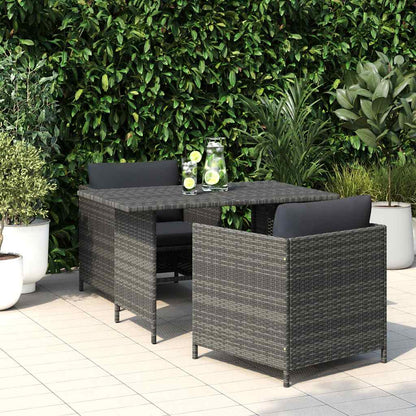 vidaXL Dining Table | Grey | PE rattan, Powder-Coated Steel | Medium