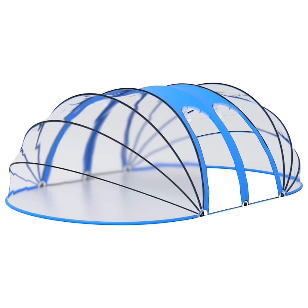 vidaXL Pool Dome | Transparent with blue accents | PVC, fibreglass, steel