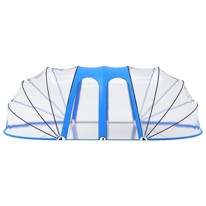 vidaXL Pool Dome | Transparent with blue accents | PVC, fibreglass, steel