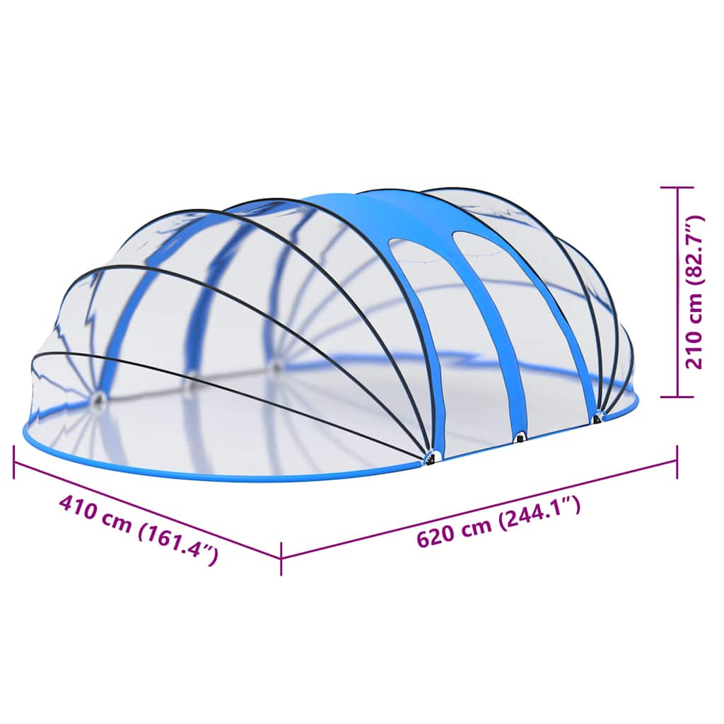 92796 vidaXL Pool Dome Oval 620x410x210 cm