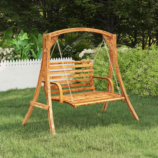 313934 vidaXL Swing Frame Solid Bent Wood with Teak Finish