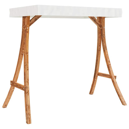 313937 vidaXL Swing Frame with Cream Roof Solid Bent Wood with Teak Finish