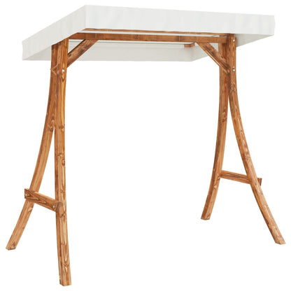 313937 vidaXL Swing Frame with Cream Roof Solid Bent Wood with Teak Finish