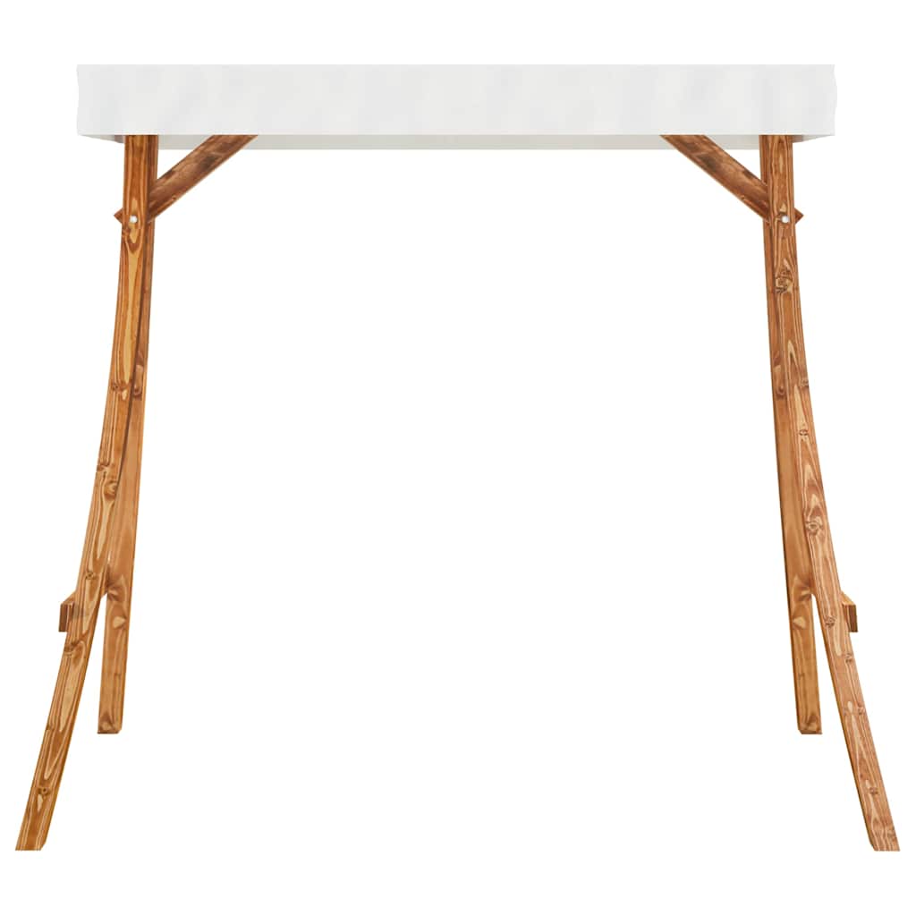 313937 vidaXL Swing Frame with Cream Roof Solid Bent Wood with Teak Finish