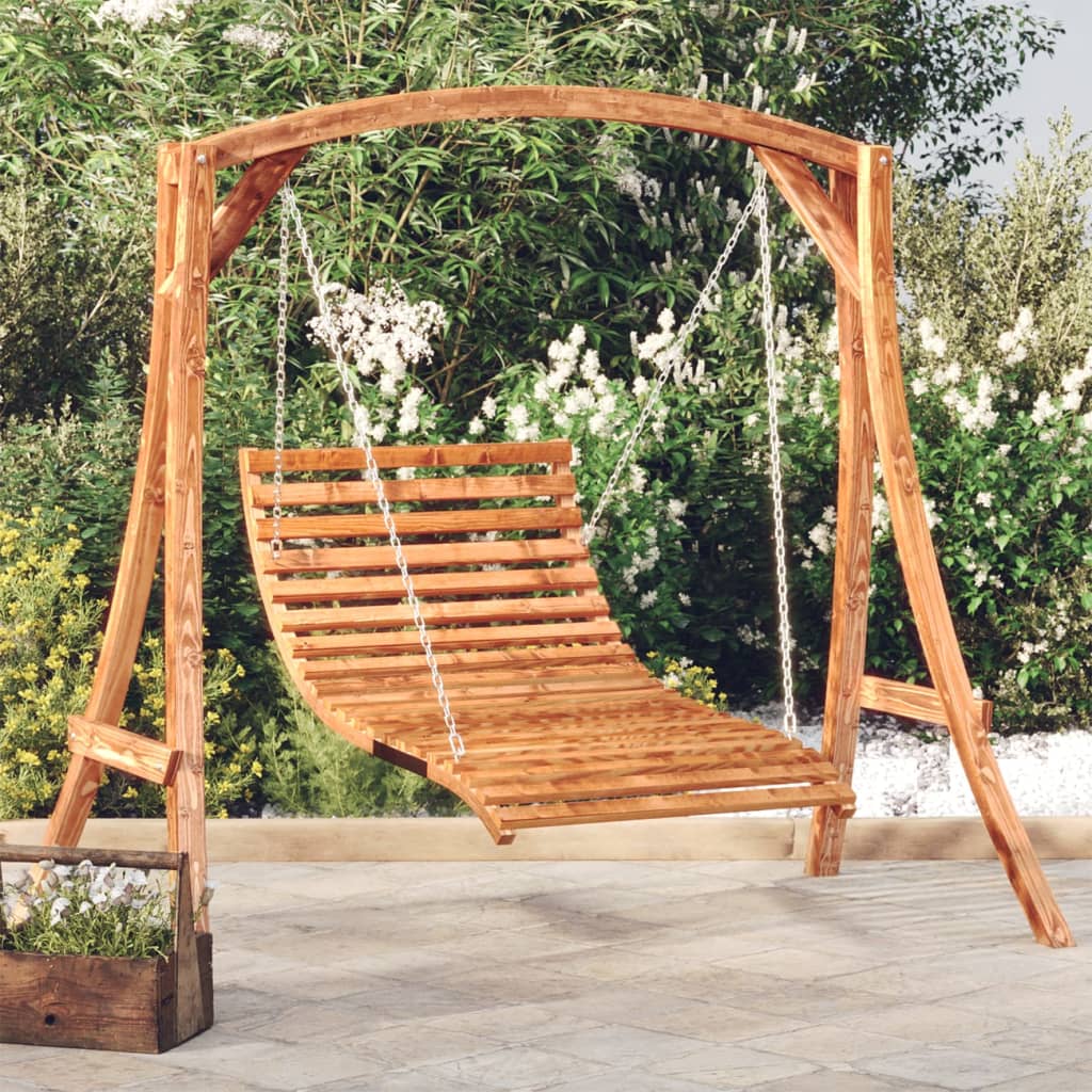 vidaXL Swing Bed | Teak | Solid bent wood with teak finish