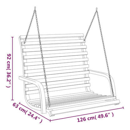 vidaXL Swing Bench Solid Bent Wood with Teak Finish 126x63x92 cm