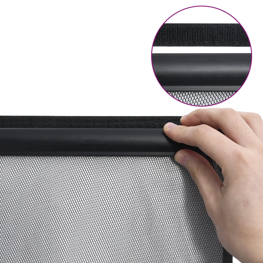 vidaXL Insect Door Screen with 10-Piece Mesh Curtain Black 240x240 cm