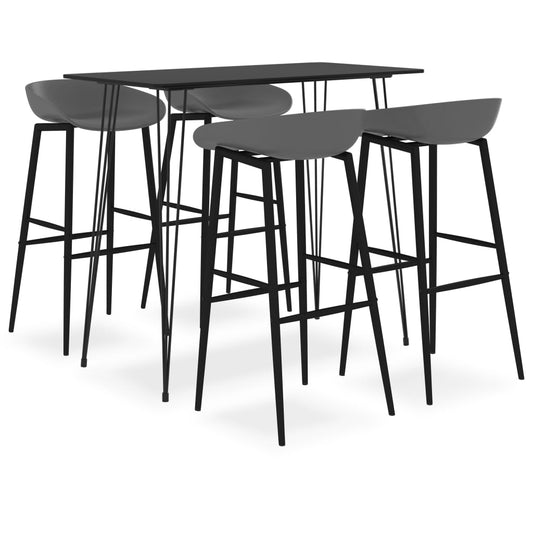 vidaXL 5 Piece Bar Set Black and Grey