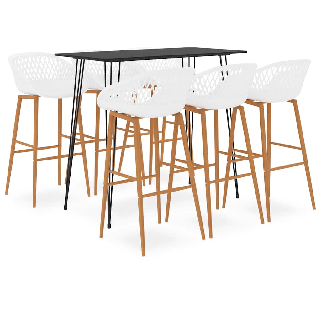 vidaXL 7 Piece Bar Set Black and White