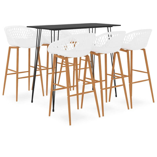 vidaXL 7 Piece Bar Set Black and White