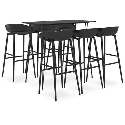 vidaXL Bar Set | Black | MDF, Powder-Coated Steel, PP | Large | Modern | Bar Set