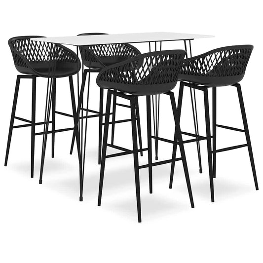 vidaXL 5 Piece Bar Set White and Black