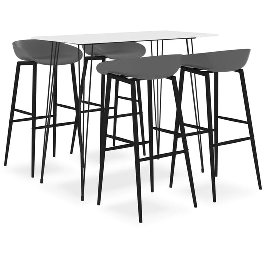 vidaXL 5 Piece Bar Set White and Grey