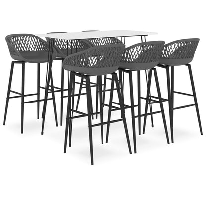 vidaXL 7 Piece Bar Set White and Grey